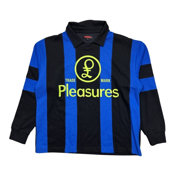 Pleasures Trespass Euro Dollar Money Rugby Pique Polo L/S Shirt Mens Large - Picture 1 of 8